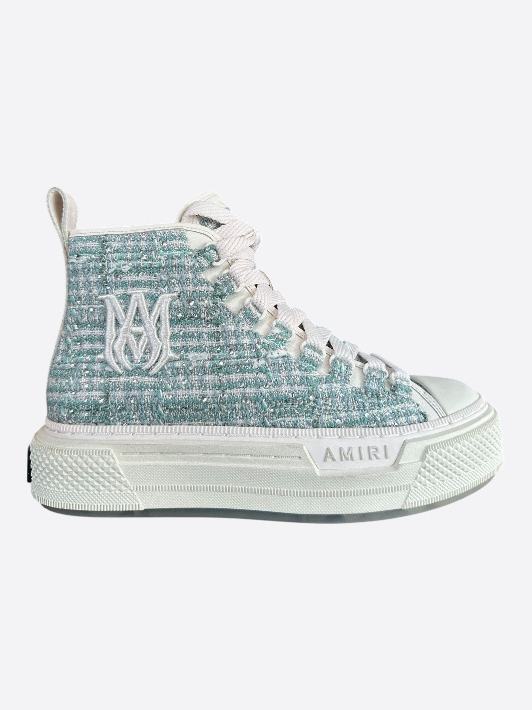 Amiri Amiri Blue Crystal Boucle MA Court High Top Women's Sneakers Size US 8 / IT 38 - 1 Thumbnail