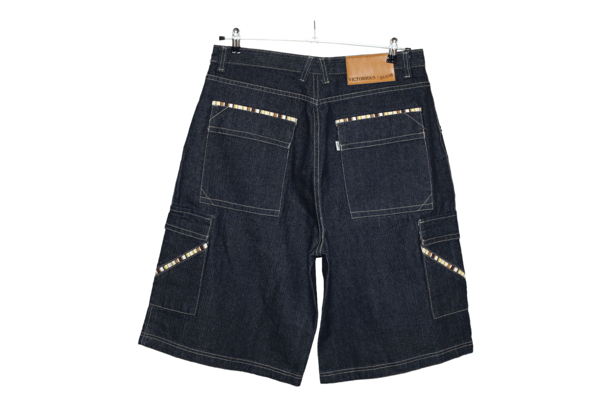 Japanese Brand VTG 🔥 Victorious Linen-Cotton Raw Denim Cargo Baggy Jeans Size US 36 / EU 52 - 2 Thumbnail