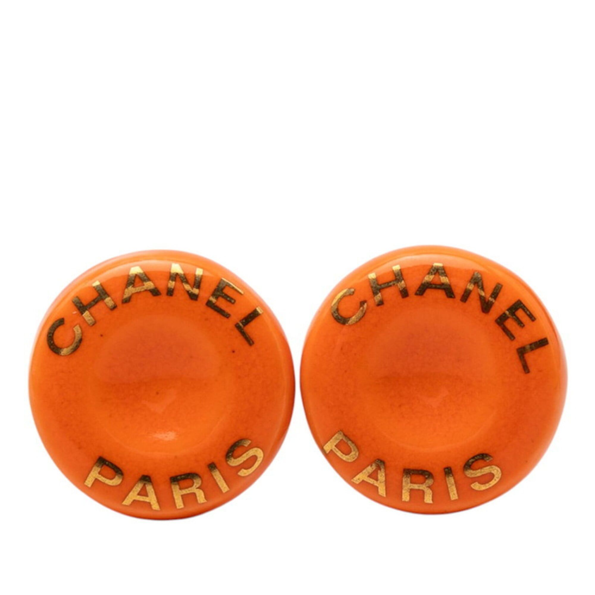 Chanel Chanel Logo Round Earrings, Gold and Orange Plated, Women's CHANEL Size ONE SIZE - 1 Thumbnail