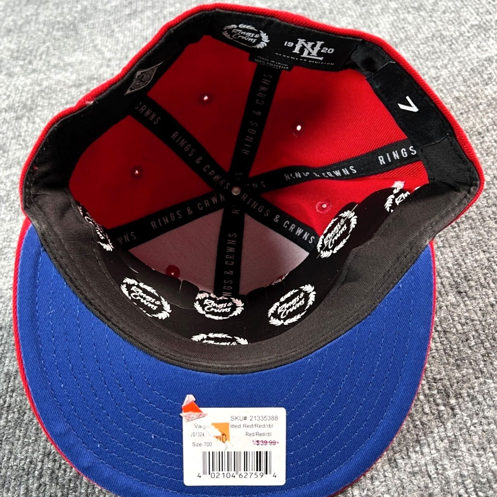 Logo 7 Rings & Crwns Fitted Hat Mens 7 Red Campeones 1947 V Logo Flat Bill Cap Size ONE SIZE - 5 Thumbnail