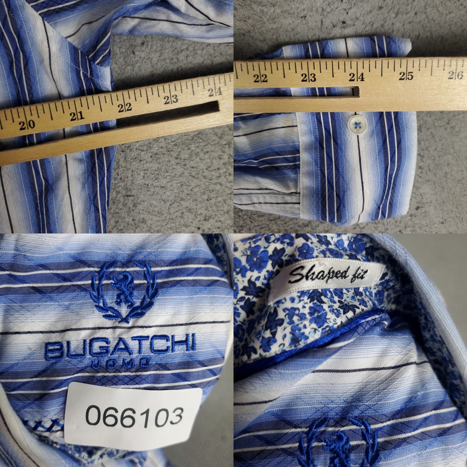 BUGATCHI Bugatchi Uomo Button-Up Shirt Mens Medium Blue Striped Long Sleeve Size US M / EU 48-50 / 2 - 8 Thumbnail