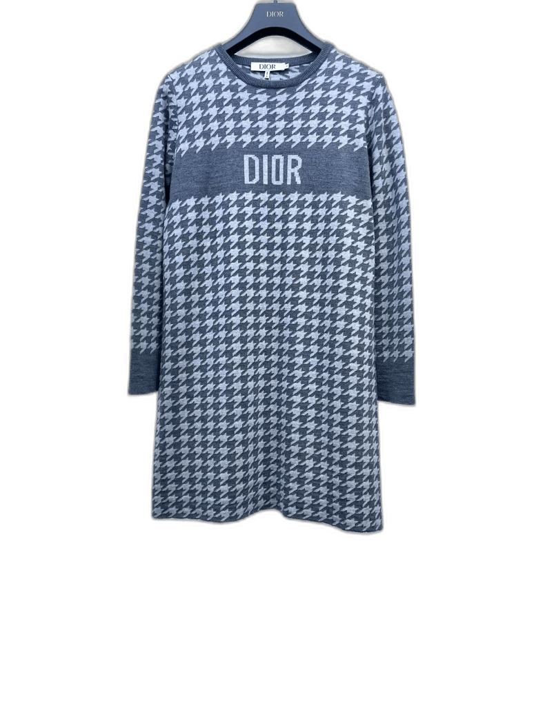Dior Dior Gray Houndstooth Knit Dress Size M / US 6-8 / IT 42-44 - 1 Thumbnail