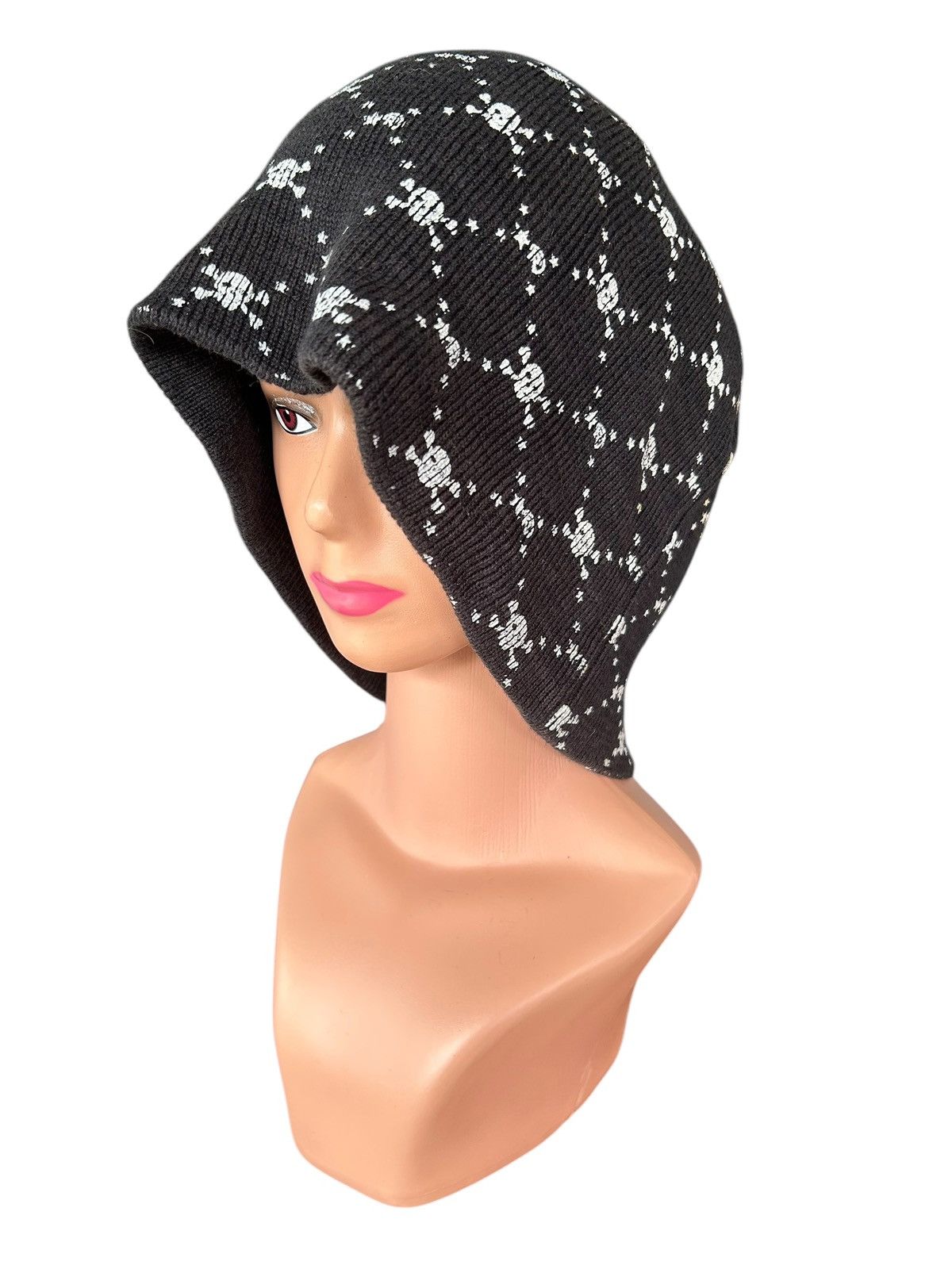 Japanese Brand Sunfaded Skull Japanese Punk Bondage Style Big Beanie Hats Size ONE SIZE - 2 Thumbnail