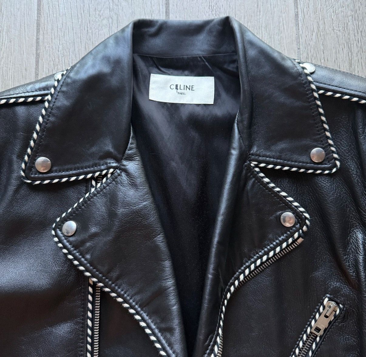 Celine Collectors! Braided Perfecto Leather Jacket 54 Saint Laurent Size US L / EU 52-54 / 3 - 3 Thumbnail