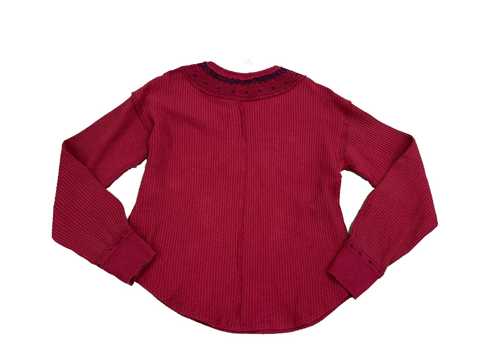 Free People Free People Holly Henley Tunic Thermal Embroidered Top Red S Size S / US 4 / IT 40 - 3 Thumbnail