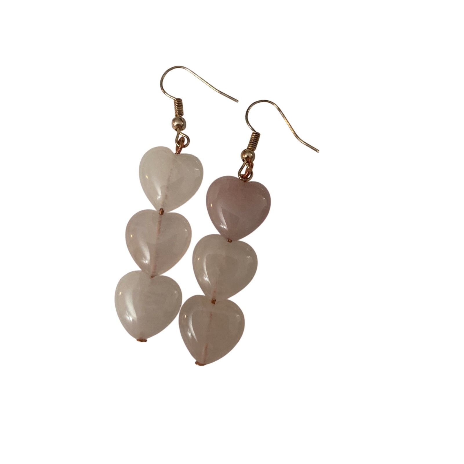 Handmade Rose quartz heart earrings Size ONE SIZE - 1 Thumbnail