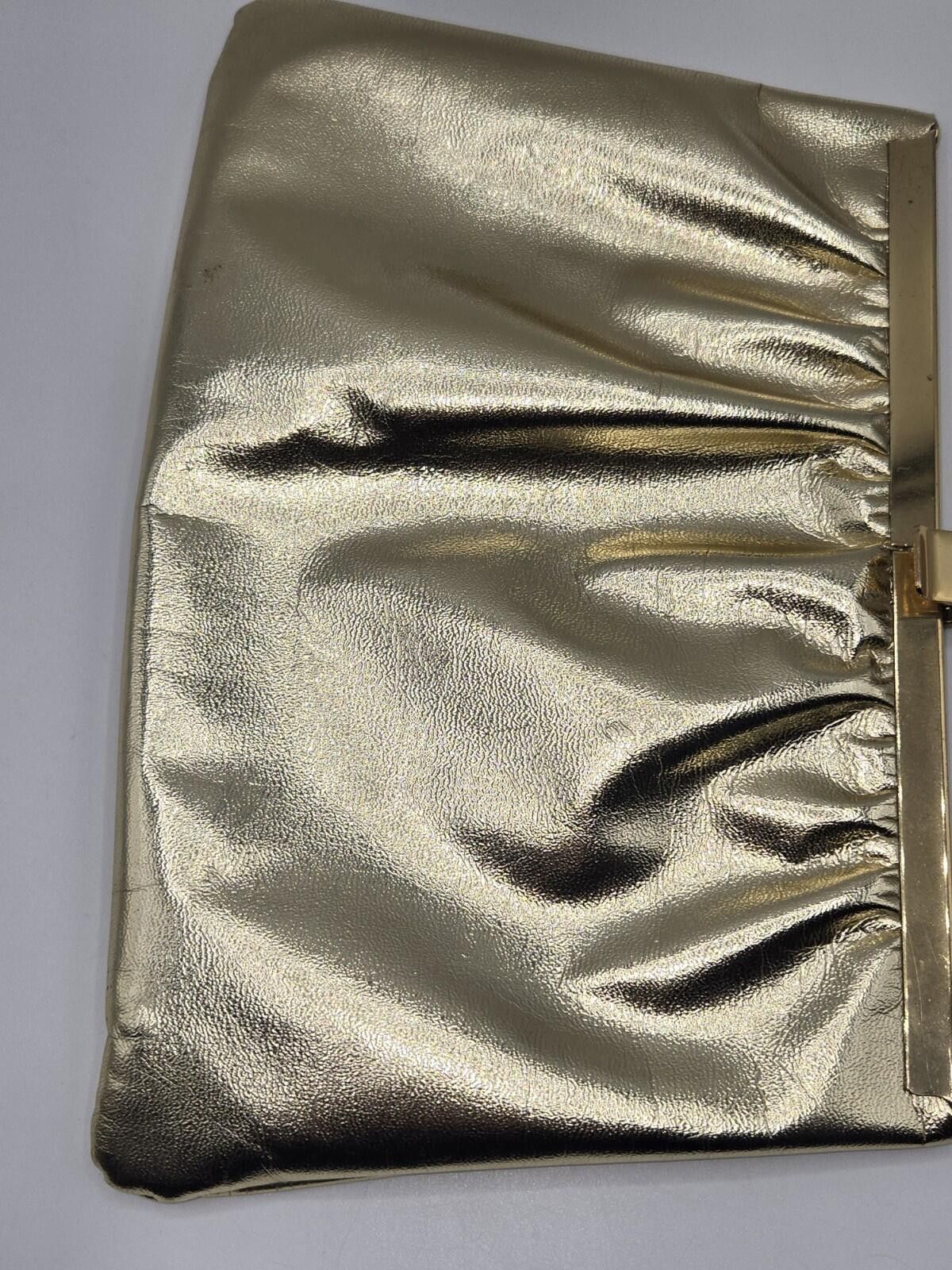 The Unbranded Brand Vintage Gold Metallic Clutch Evening Handbag Size ONE SIZE - 4 Thumbnail