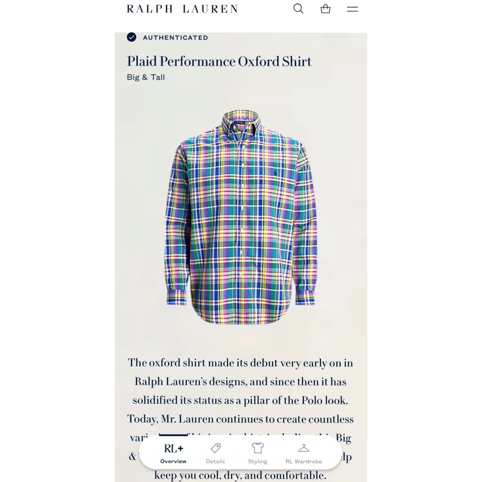 Polo Ralph Lauren VINTAGE Polo Ralph Lauren Shirt 4XLT Big Tall Plaid Performance Classic Oxford NWT Size US XXL / EU 58 / 5 - 6 Thumbnail