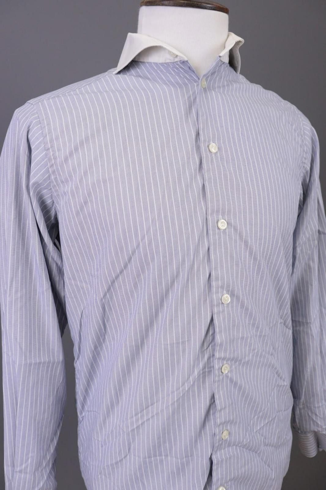 Eton Eton Contemporary Gray Pinstripe Down Shirt Size 38 / 15 Size US M / EU 48-50 / 2 - 5 Thumbnail