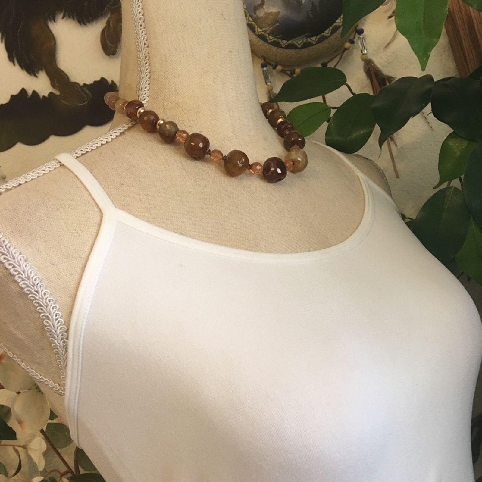 Vintage Vintage faceted natural agate stone necklace Size ONE SIZE - 2 Thumbnail