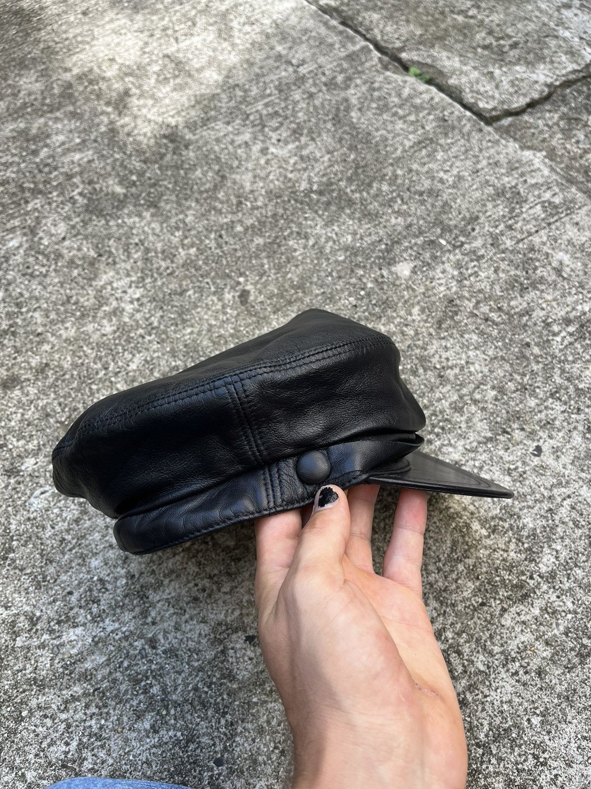 Leather Black Leather Authority Hat Size ONE SIZE - 2 Thumbnail
