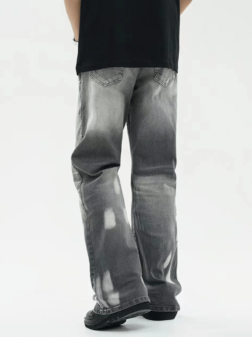 Japanese Brand × Jean Men's American loose flared distressed grey washed jeans Size US 34 / EU 50 - 3 Thumbnail