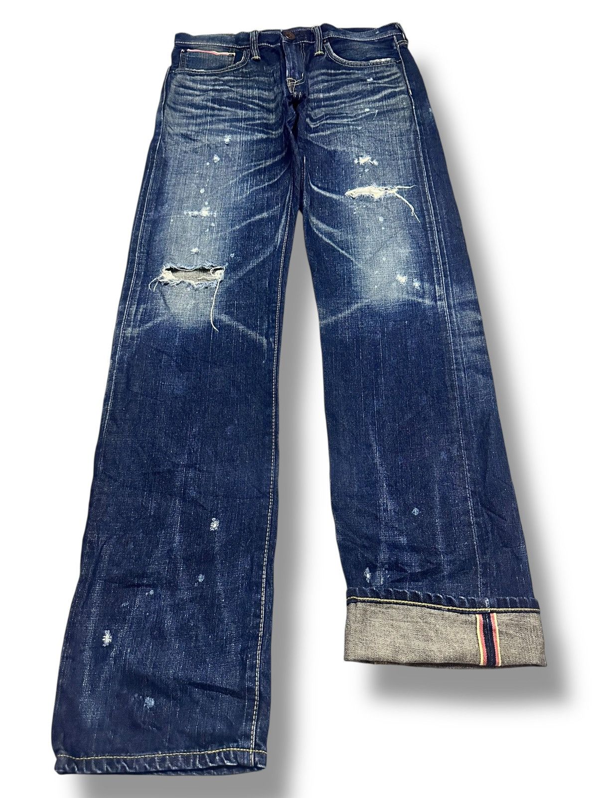 Edwin Edwin Vintage Selvedge Distressed and Painted Faded Wash Size US 33 - 1 Thumbnail