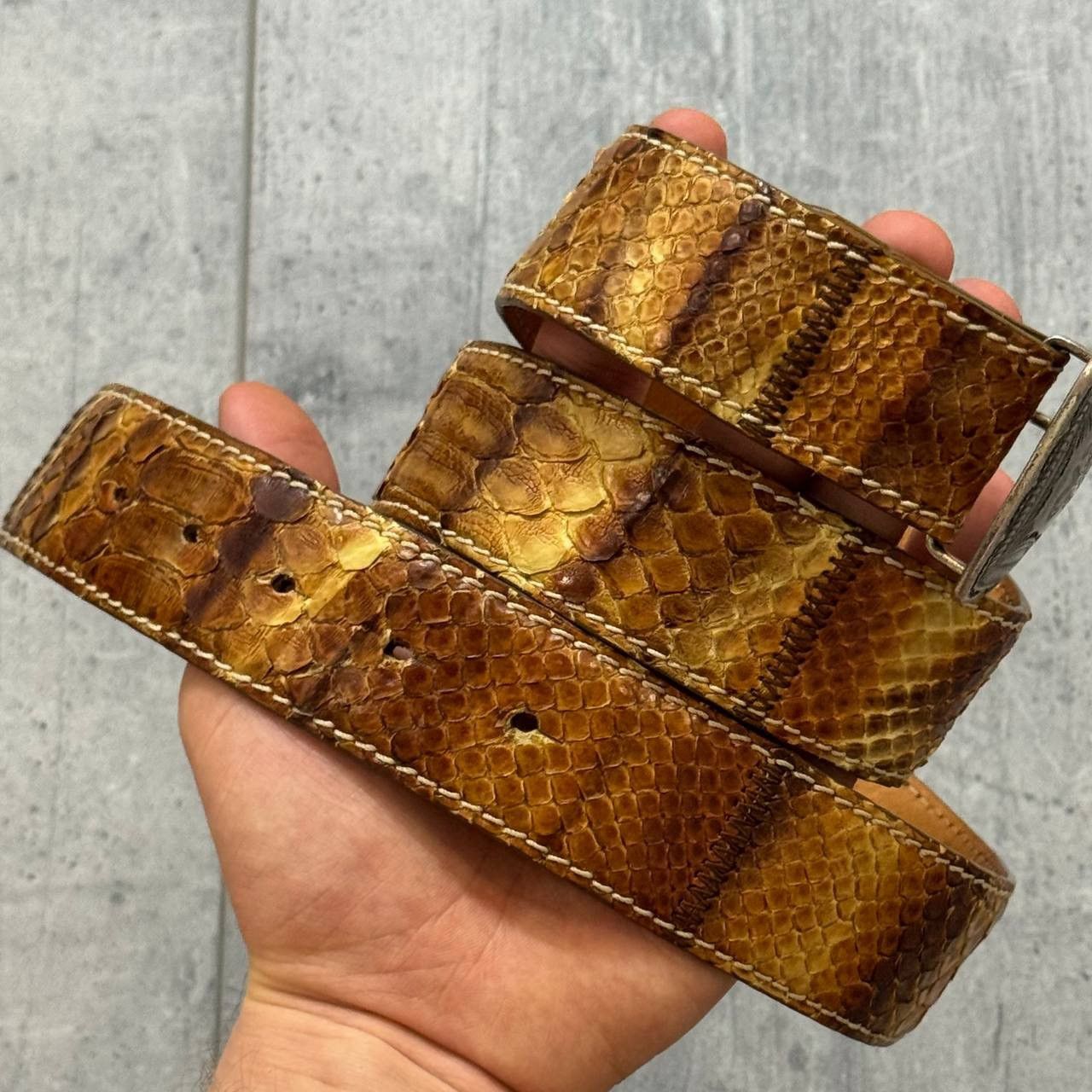 Genuine Leather Reptile’s House Genuine Python Leather Belt Size ONE SIZE - 3 Thumbnail