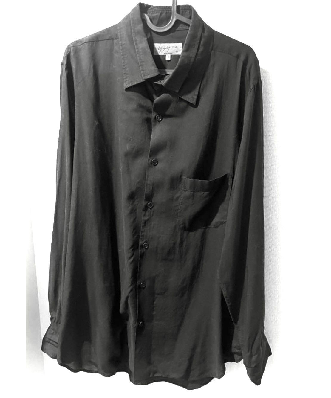 image of Yohji Yamamoto Aw19 Double Collar Shirt in Black, Men's (Size Medium)