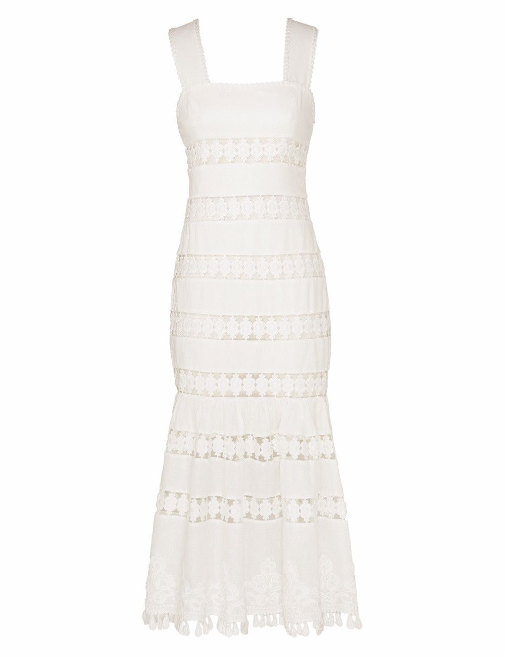 Zimmermann oc11z0525 Pop Trimmed Midi Dress in White Size XS / US 0-2 / IT 36-38 - 1 Thumbnail