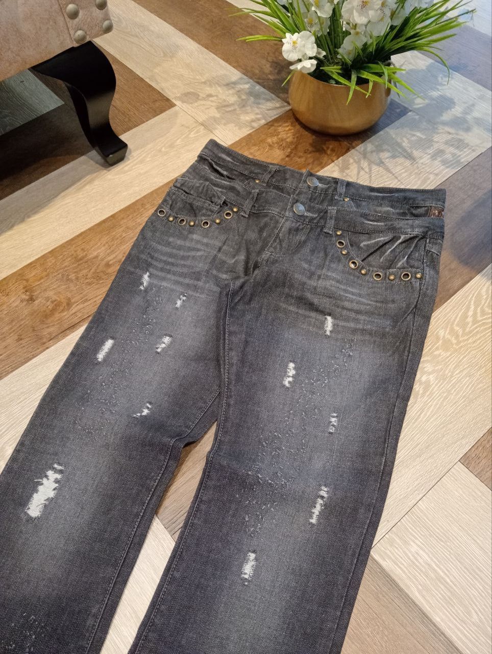 If Six Was Nine JAPANESE DOUBLE WAIST STUDDED POCKET DENIM PANTS Size US 32 / EU 48 - 4 Thumbnail