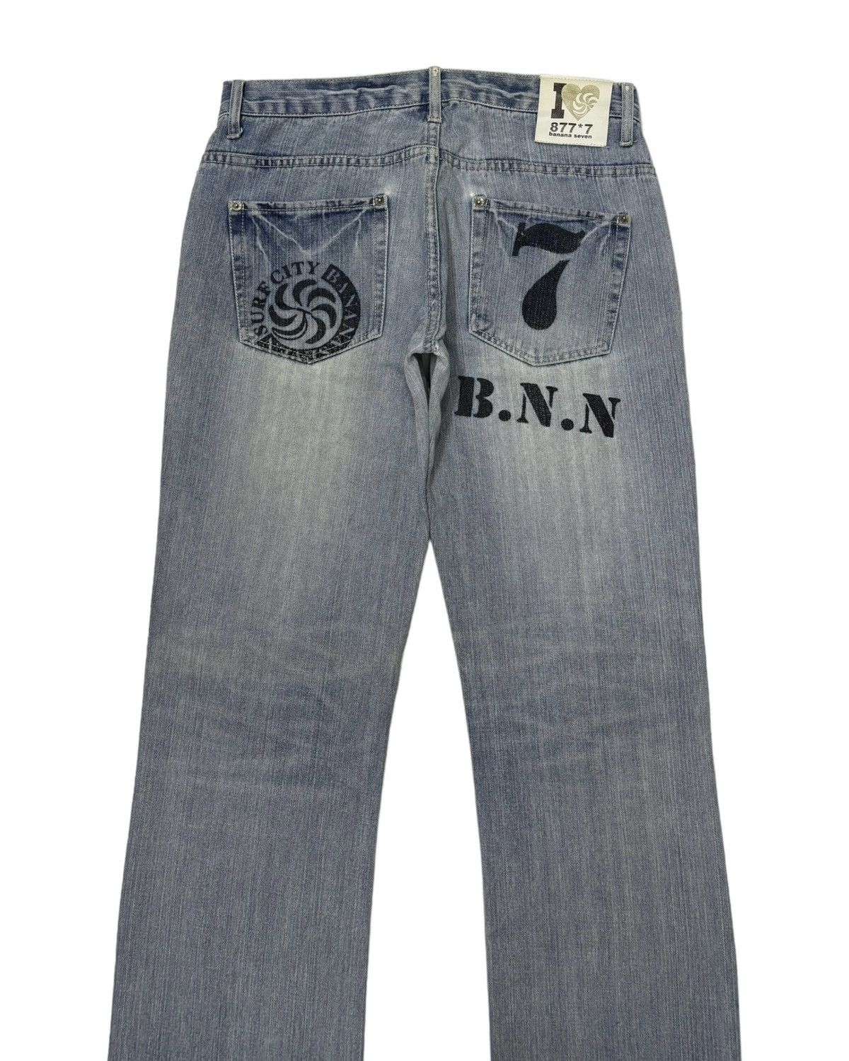 If Six Was Nine Vintage Banana Seven Blue Wash Distressed Denim Jean Size US 32 / EU 48 - 5 Thumbnail