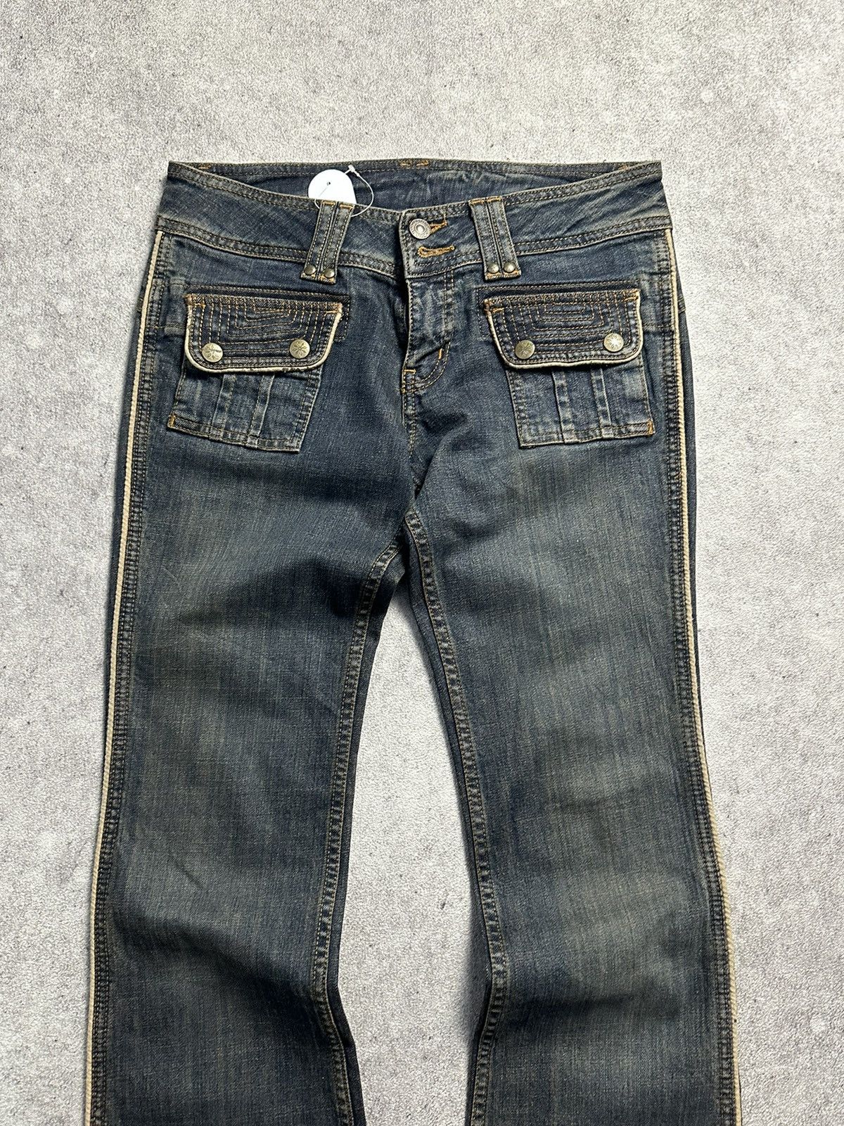 Tornado Mart 90s Multipocket Flared Mud Wash Low Rise Denim Jeans Size US 29 - 3 Thumbnail