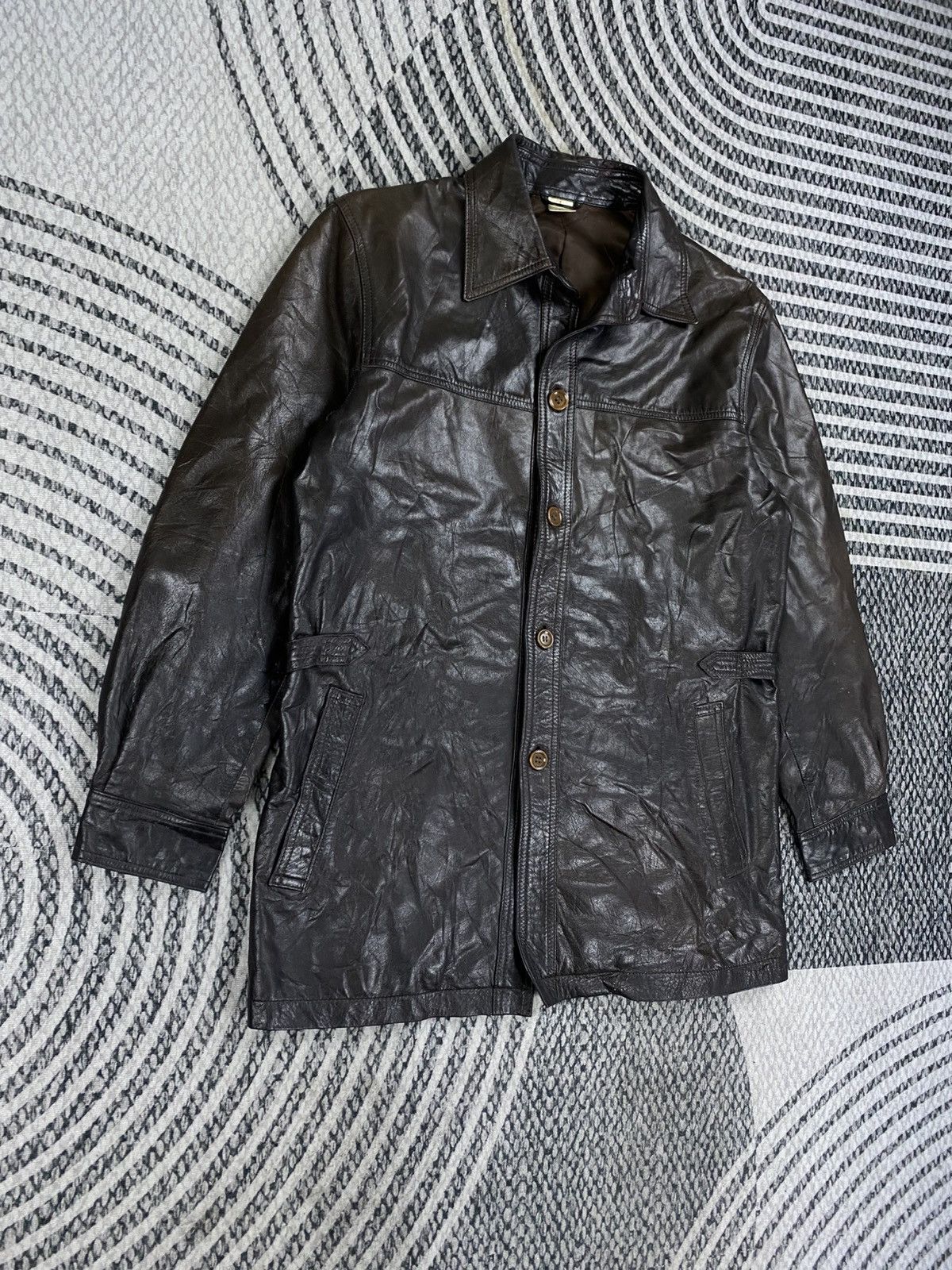 Genuine Leather Vintage Intermezzo Dark Brown Button Up Leather Jacket Size US M / EU 48-50 / 2 - 3 Thumbnail