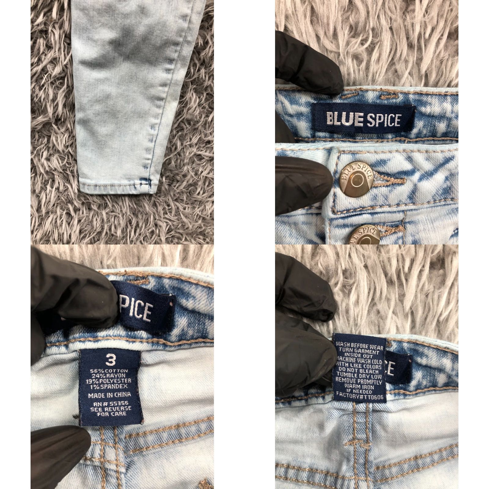 Vintage Blue Spice Skinny Jeans Size 3 Light Wash Blue Button Fly Womens Size 26" / US 2 / IT 38 - 8 Thumbnail