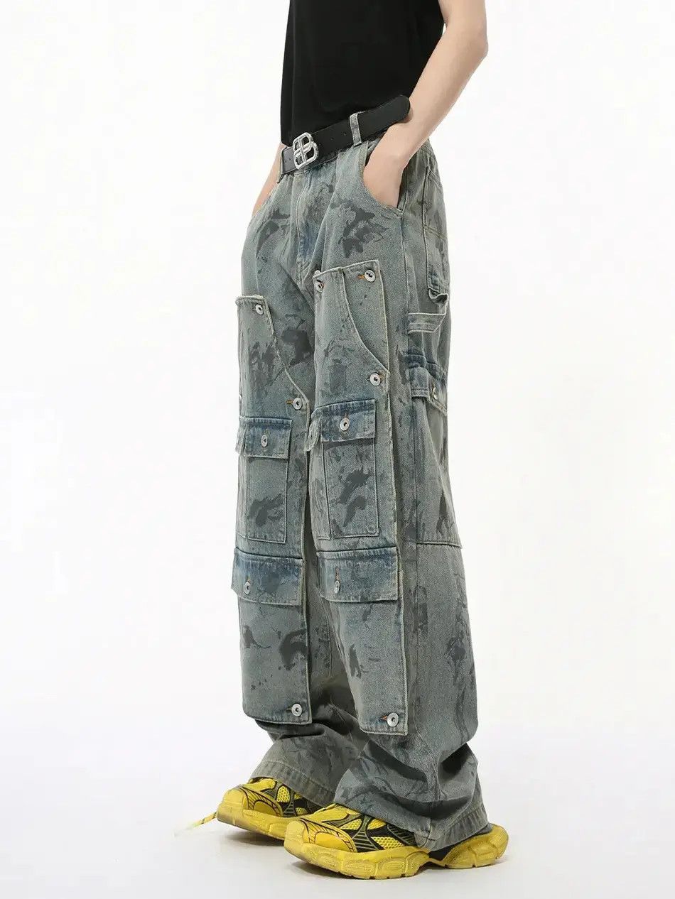 Japanese Brand Retro pocket loose wide leg jeans Size US 32 / EU 48 - 2 Thumbnail