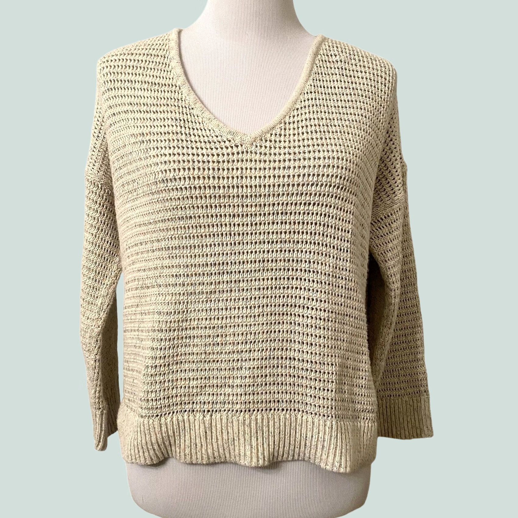 Madewell Madewell Pullover Sweater Rainbow Beige Open Stitch Sz S Womens Size S / US 4 / IT 40 - 1 Thumbnail