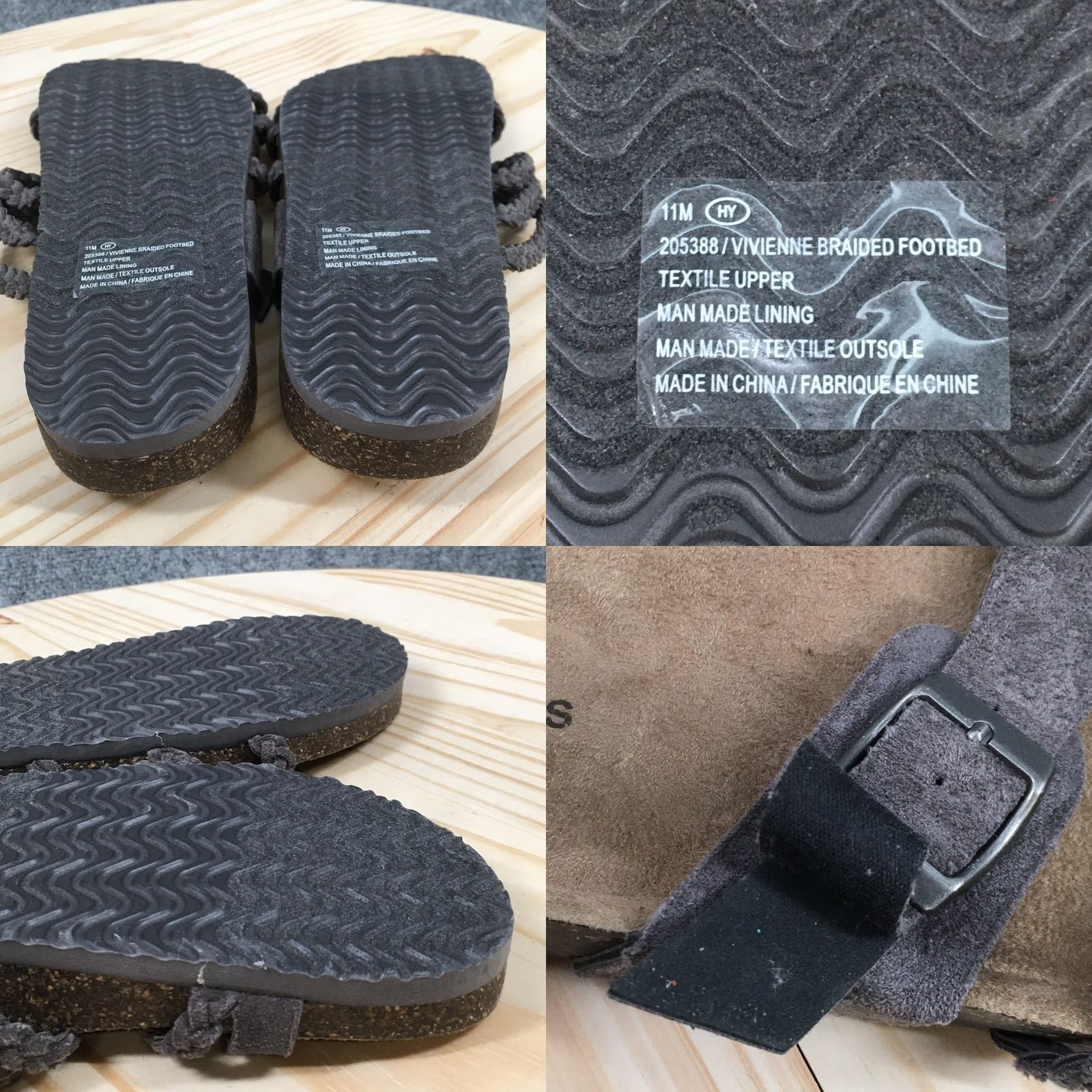 Vintage Maurices Sandals Womens 11M Vivienne Braided Strap Slip On Slide Gray Faux Suede Size US 11 / IT 41 - 9 Thumbnail