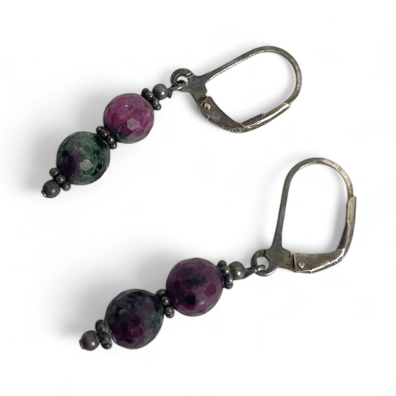Vintage Vintage Purple & Green Beaded Earrings Size ONE SIZE - 2 Thumbnail