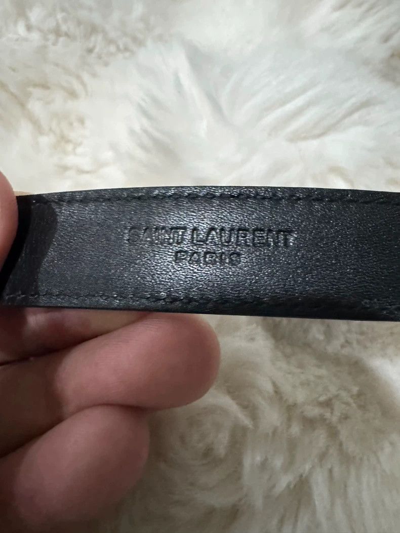 Saint Laurent Paris Saint laurent paris Black silver logo embossed leather belt Size ONE SIZE - 5 Thumbnail