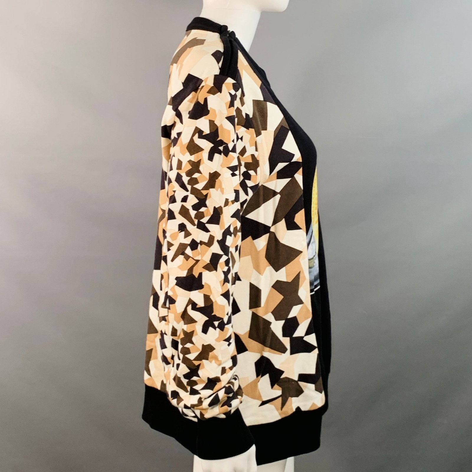 Givenchy S Black Brown Cream Cotton Geometric Crew Neck Pullover Size S / US 4 / IT 40 - 3 Thumbnail