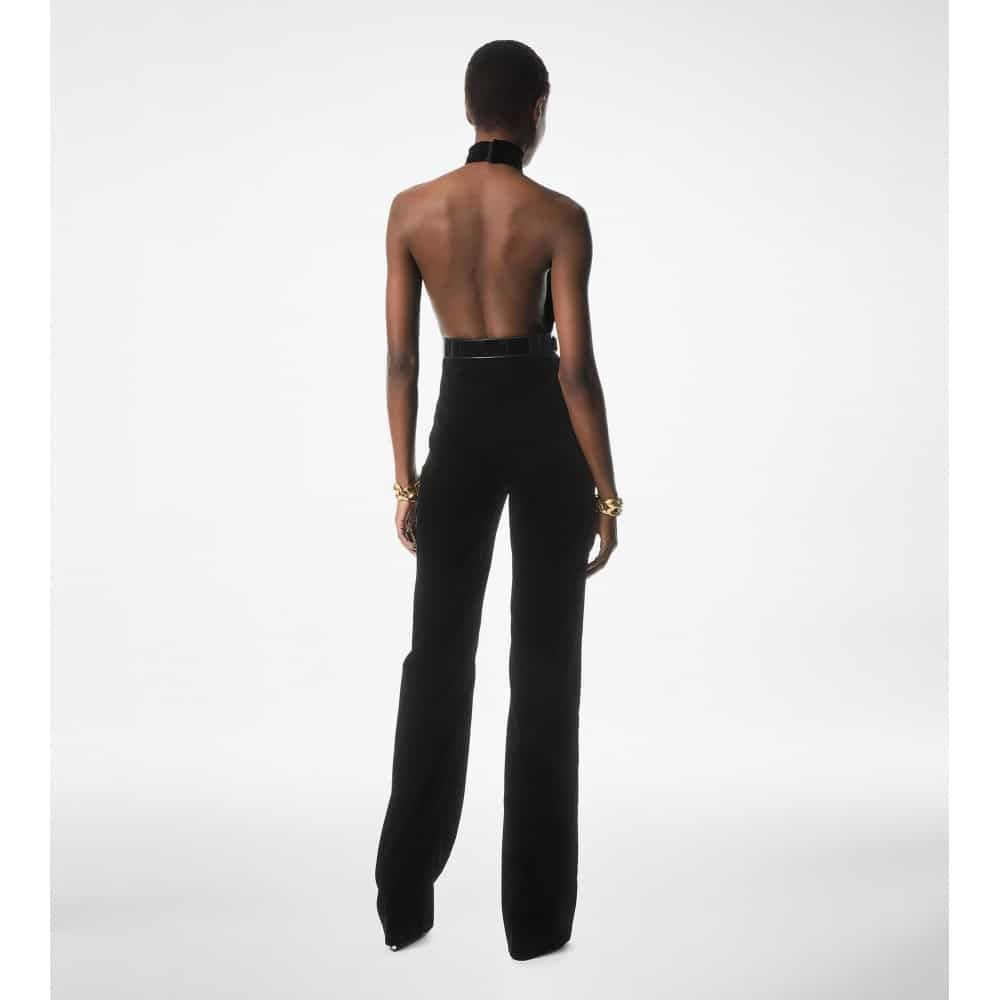 Tom Ford o1loc1c0226 TU0282 Stretch Velvet Belted Jumpsuit in Black Size 25" / US 0 / IT 36 - 4 Thumbnail