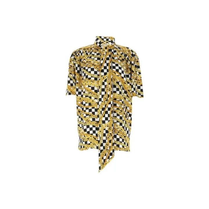 Balenciaga Balenciaga Chain Print Satin Short Sleeve Shirt 0079 Size S / US 4 / IT 40 - 1 Thumbnail