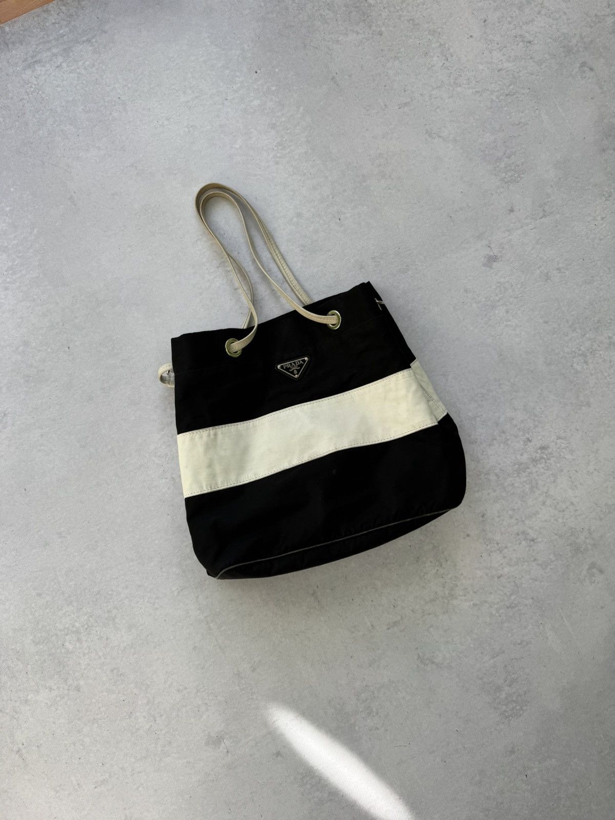 Prada Prada Nylon Totes Bag Black And White Lampo Furniture Size ONE SIZE - 3 Thumbnail