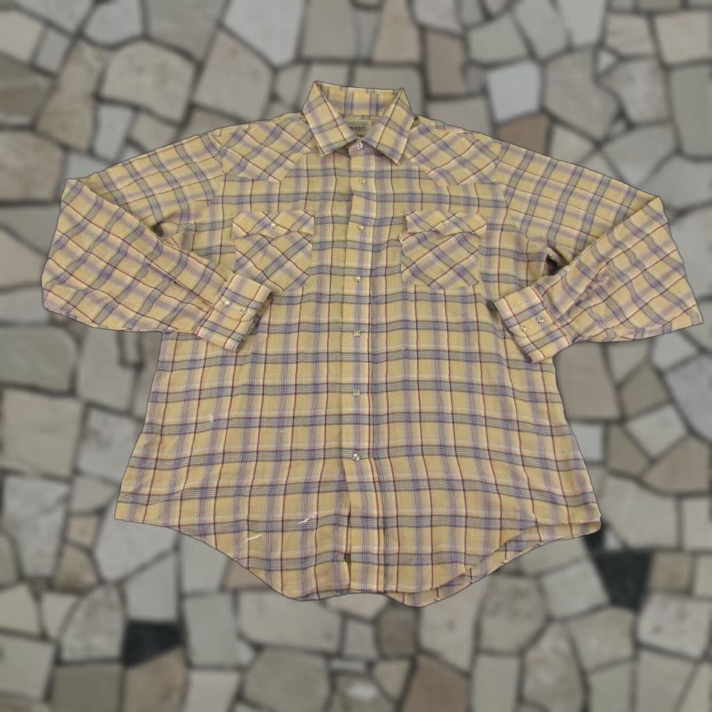 Levi's VINTAGE Levi's Shirt Men L Blue Plaid Pearl Snap Western Ranch Rodeo Size US L / EU 52-54 / 3 - 1 Thumbnail