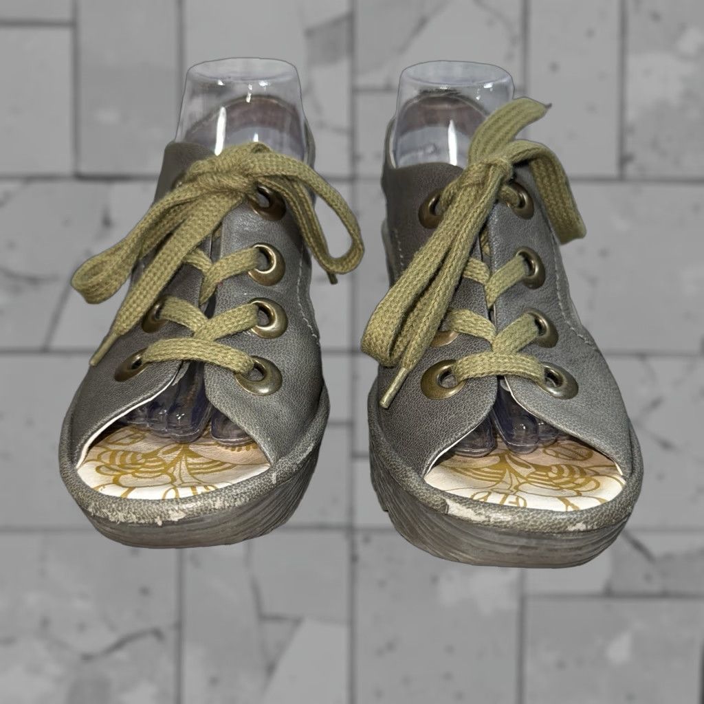 Fly London Fly London Sandal Women Lace-Up Leather Wedge Open-toe Olive Green US 9 EU 40 Womens Shoes Size US 9 / IT 39 - 1 Thumbnail