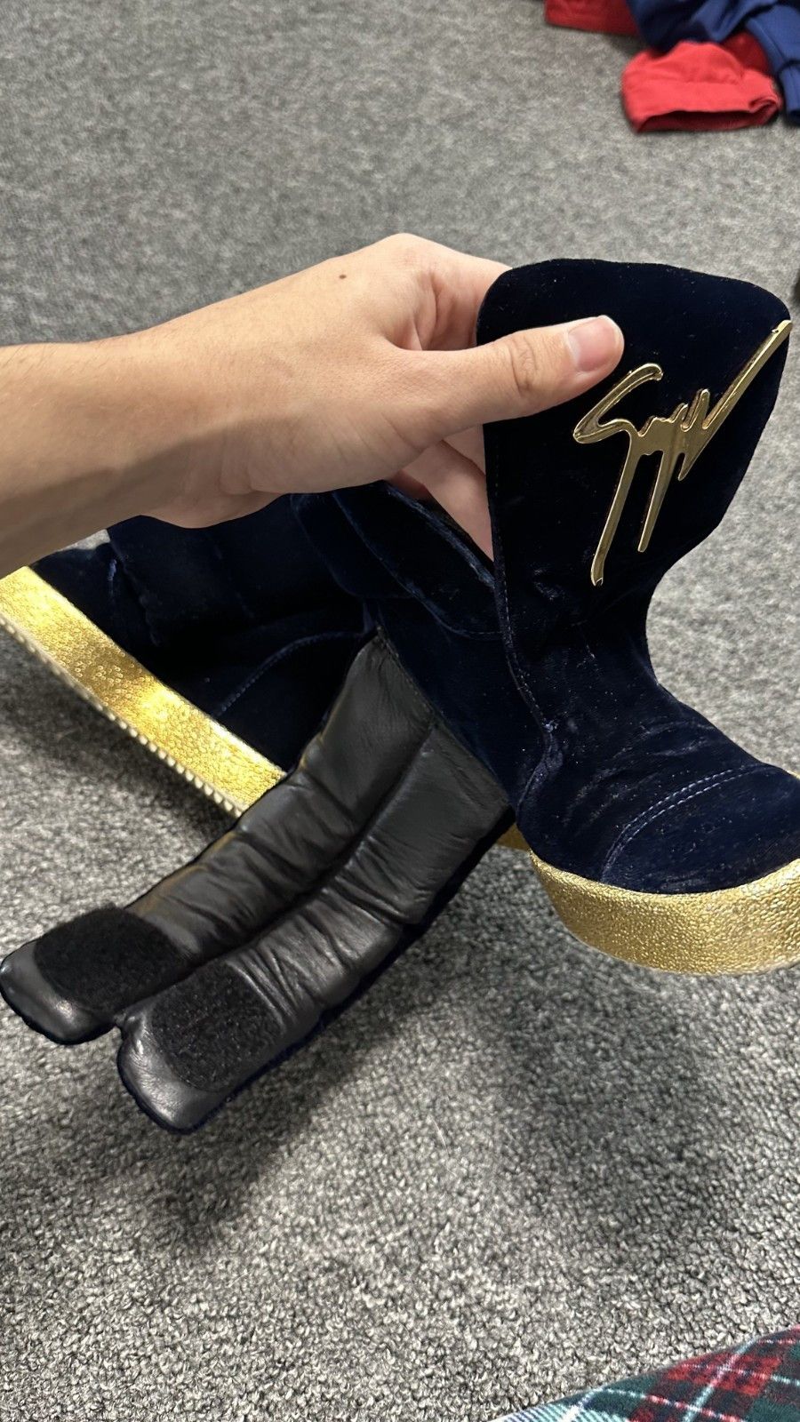 Giuseppe Zanotti Giuseppe Zanotti Blue Velvet High Top Sneakers Isabel Marant Size US 7 / IT 37 - 9 Thumbnail