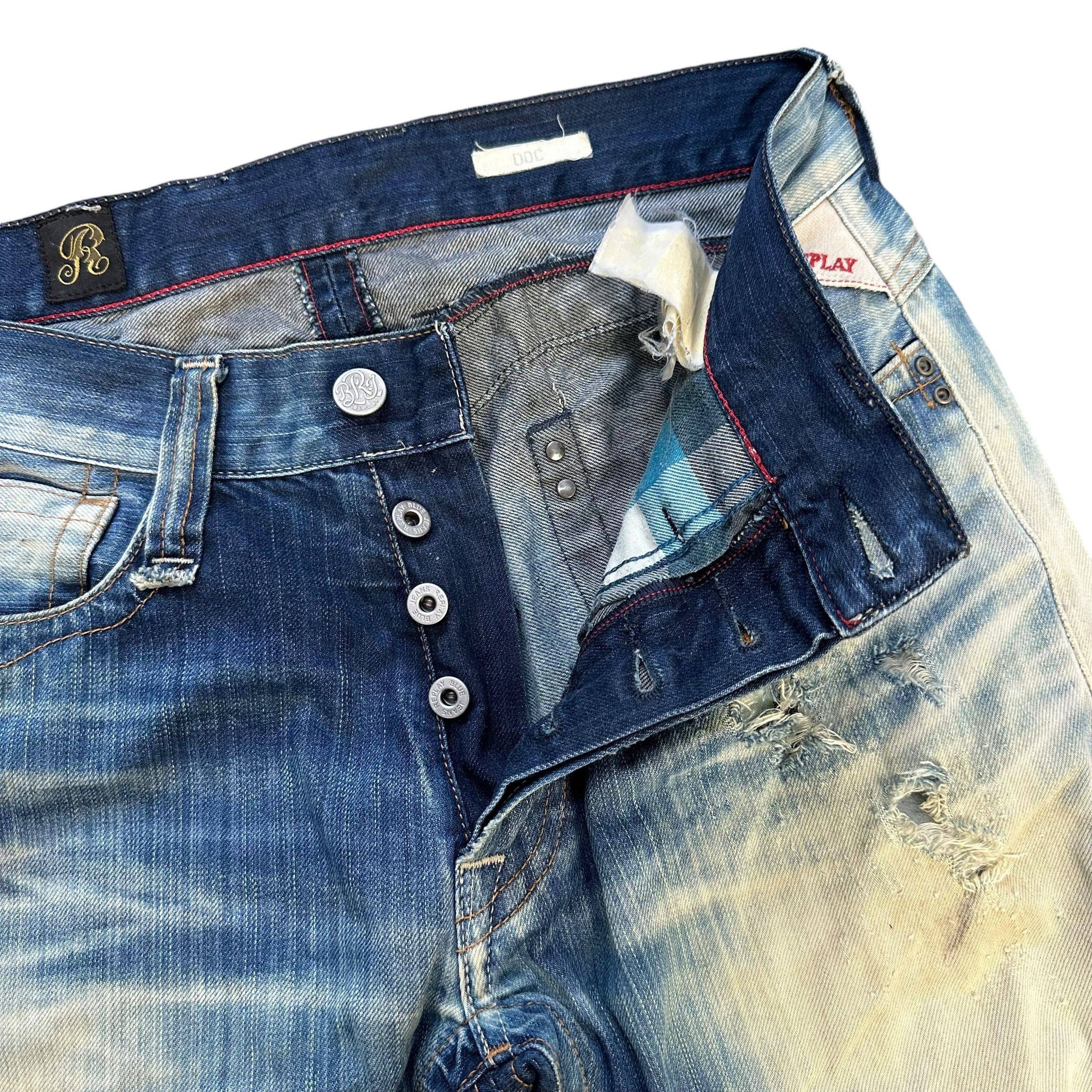 Replay REPLAY R81 Asolo Italy Trashed Washed Denim Pant #A58-1330 Size US 30 / EU 46 - 4 Thumbnail
