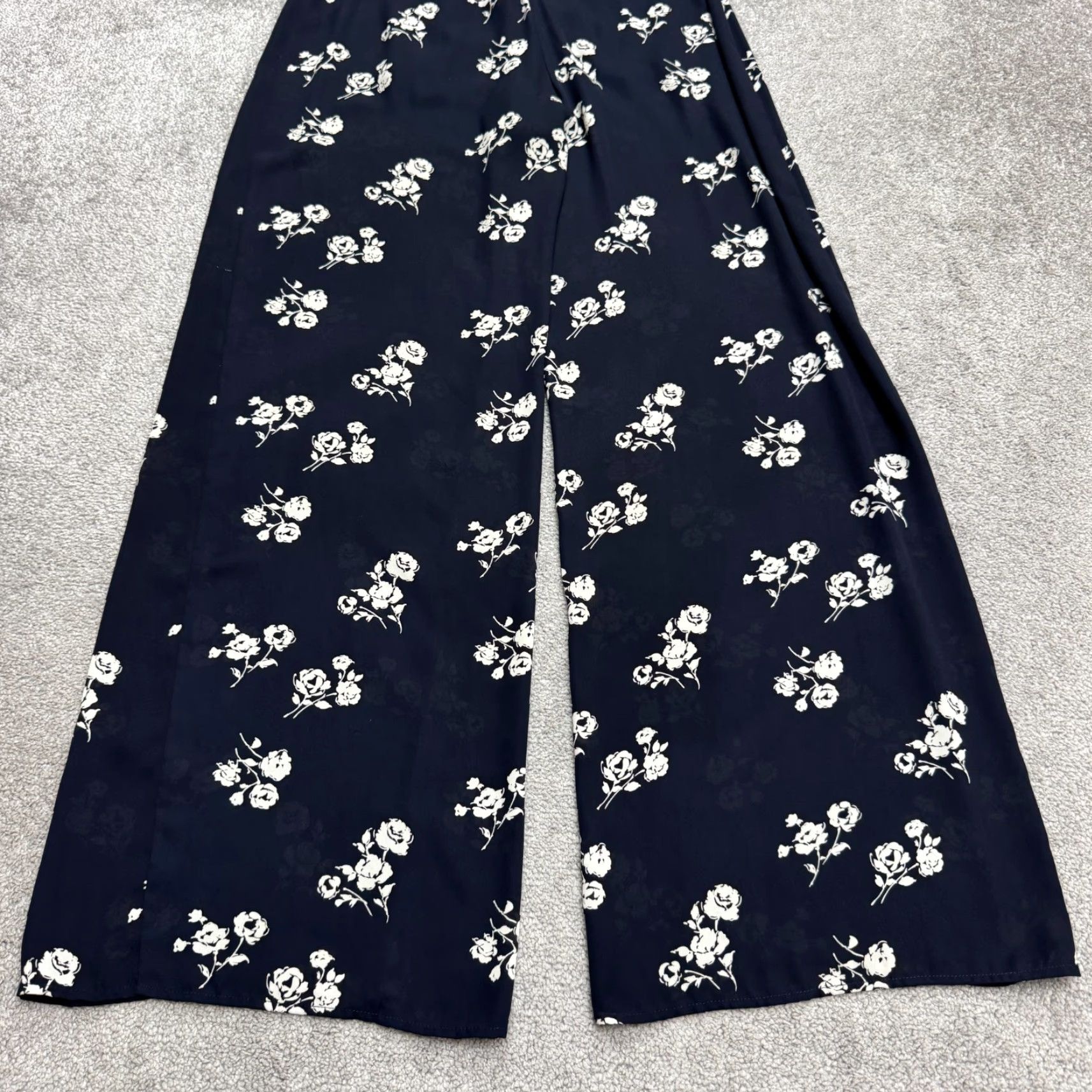 Vintage Honey Punch Jumpsuit Wide Leg Sleeveless Womens Small Navy Blue Floral Summer Size 28" / US 6 / IT 42 - 3 Thumbnail