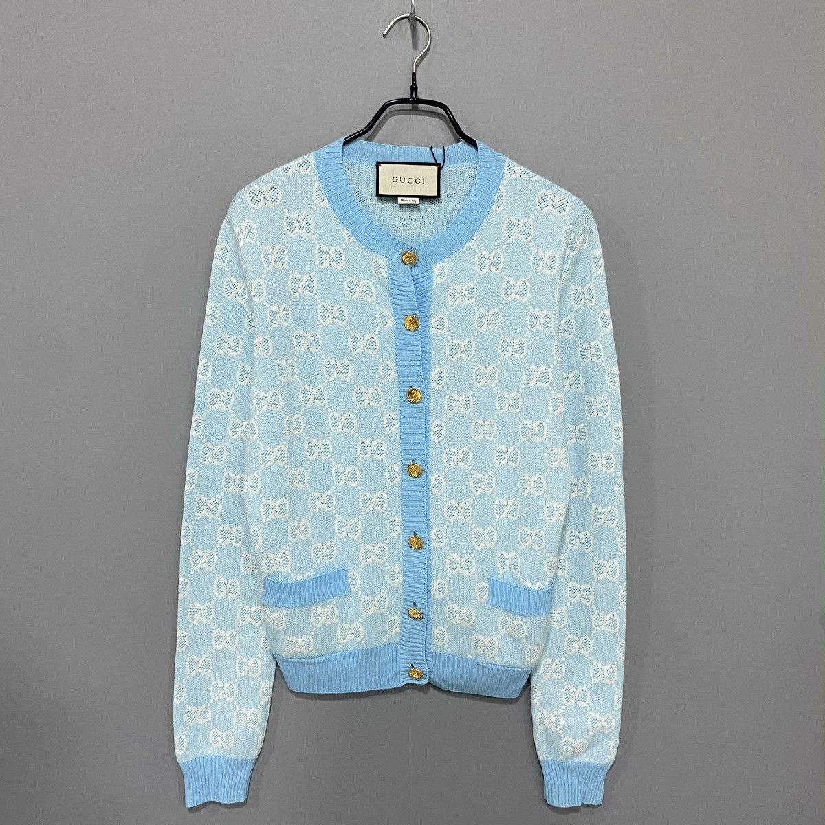 Gucci Gucci Blue Logo Knit Cardigan S Size S / US 4 / IT 40 - 1 Thumbnail