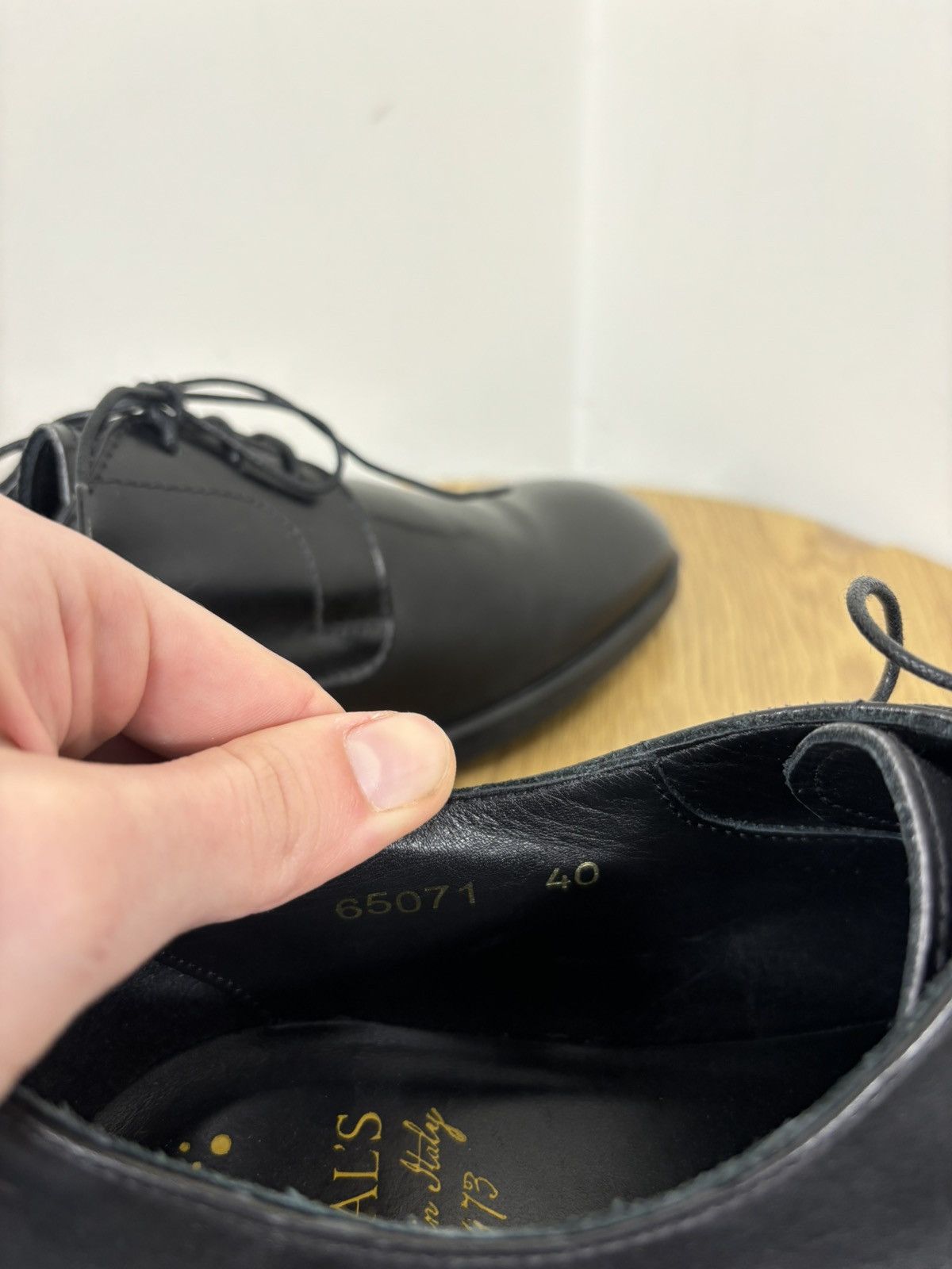 Doucal's Doucal’s Men’s Italian Handmade Black Leather Derby Shoes Size US 7.5 / EU 40-41 - 17 Thumbnail
