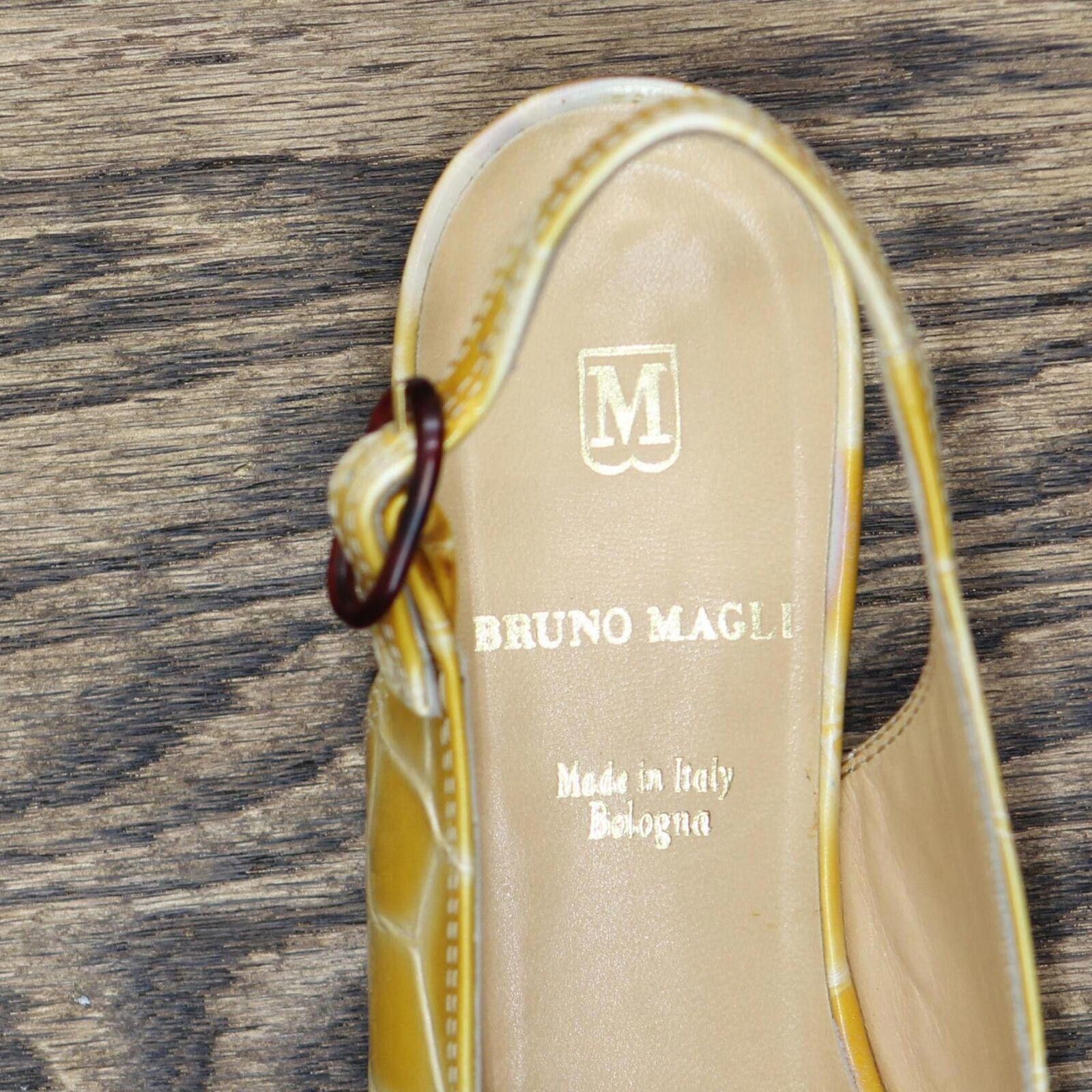 Bruno Magli Bruno Magli Womens Leather Low Wedge Strap Sandals Yellow 6B Size US 6 / IT 36 - 6 Thumbnail