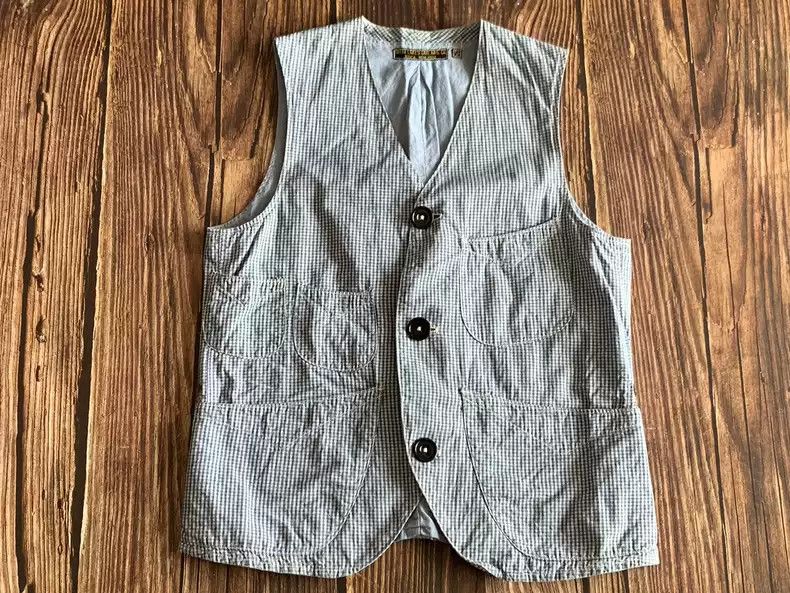 freewheelers Multi-pocket plaid vest
