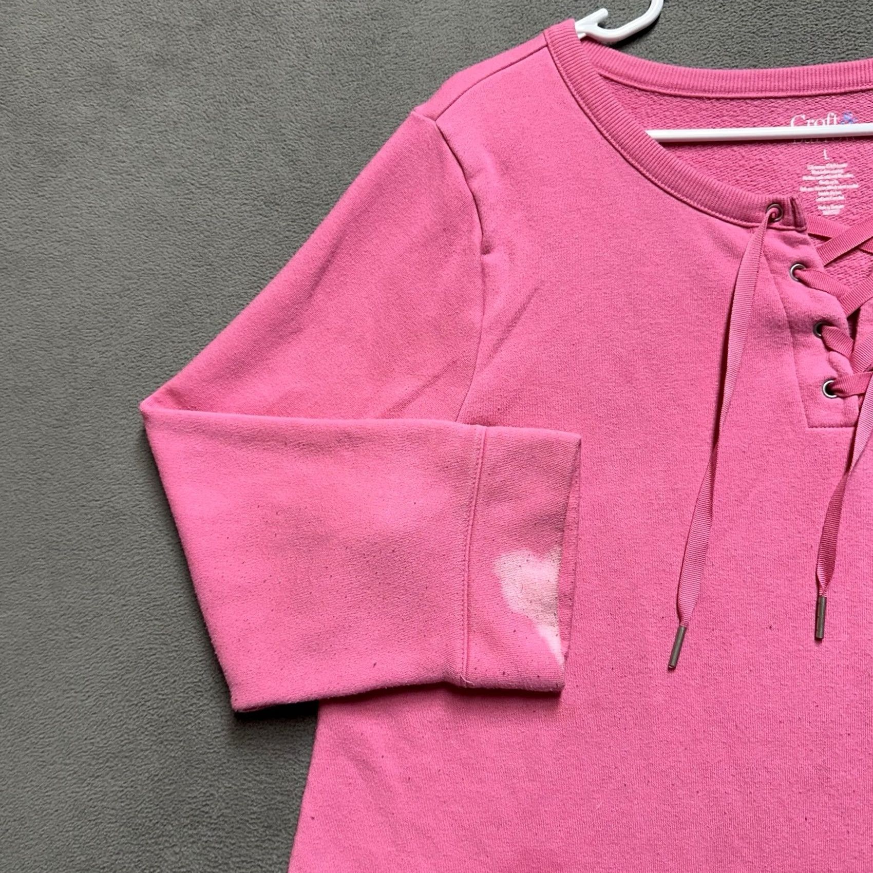 Croft & Barrow Croft & Barrow Sweater Womens Large Pink Round Neck Lace Up Stretch Size L / US 10 / IT 46 - 4 Thumbnail