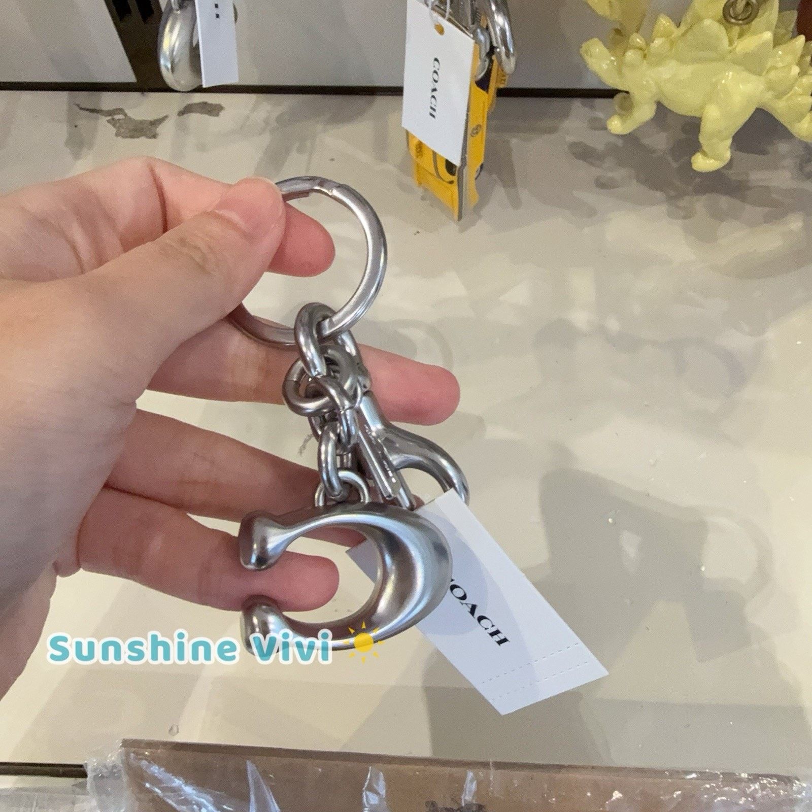 Coach NWT Coach Solid C Bag Charm Keychain Key Fob 1635 silver Size ONE SIZE - 2 Thumbnail