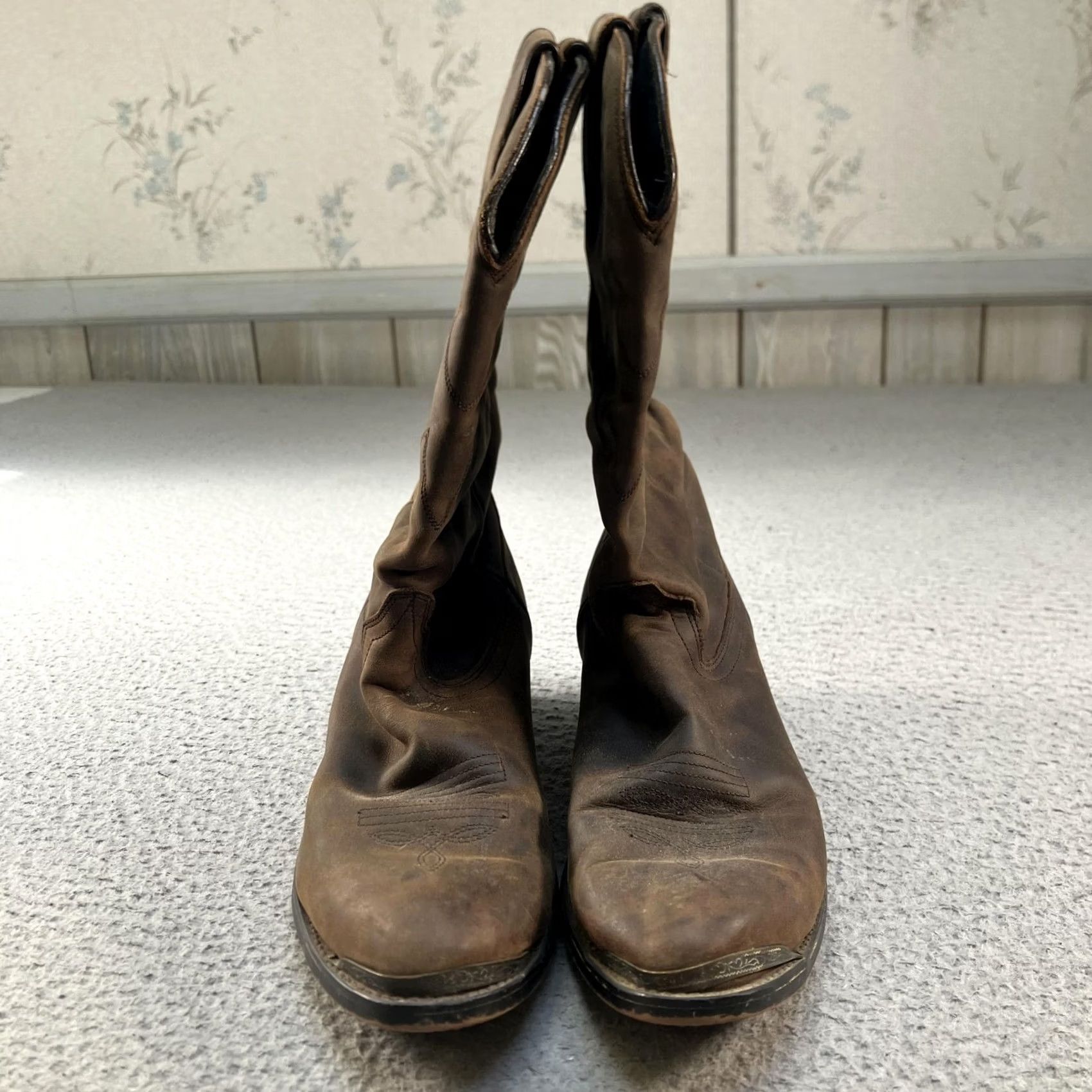 Durango Durango Mens Western Boots 9M Brown Leather RD542 Pointed Toe Mid-Calf Pull On Embroidered Shaft VINTAGE? No Size US 9 / EU 42 - 2 Thumbnail
