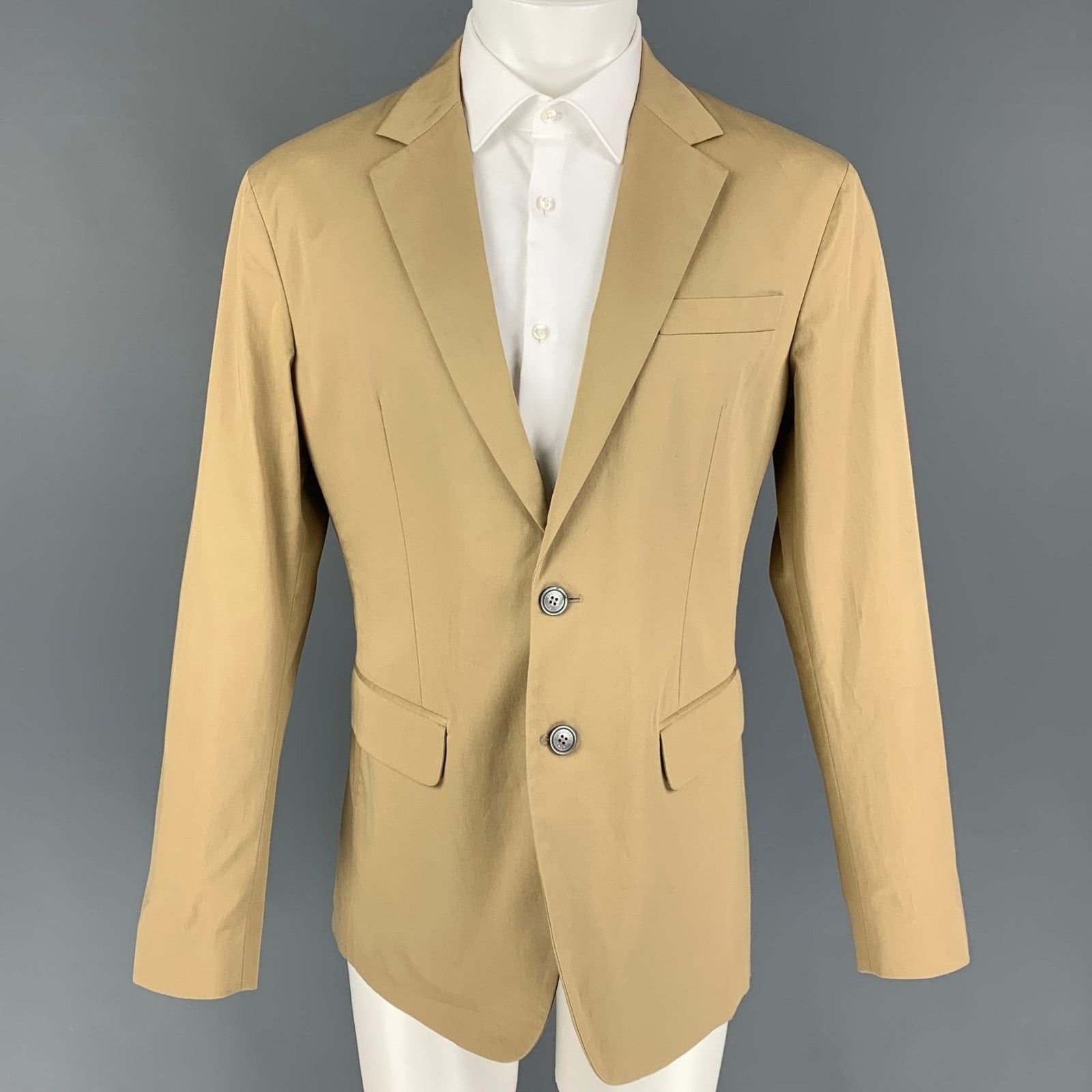 Dsquared2 DSQUARED2 Size 38 Khaki Cotton Notch Lapel Sport Coat Size 38R - 1 Thumbnail