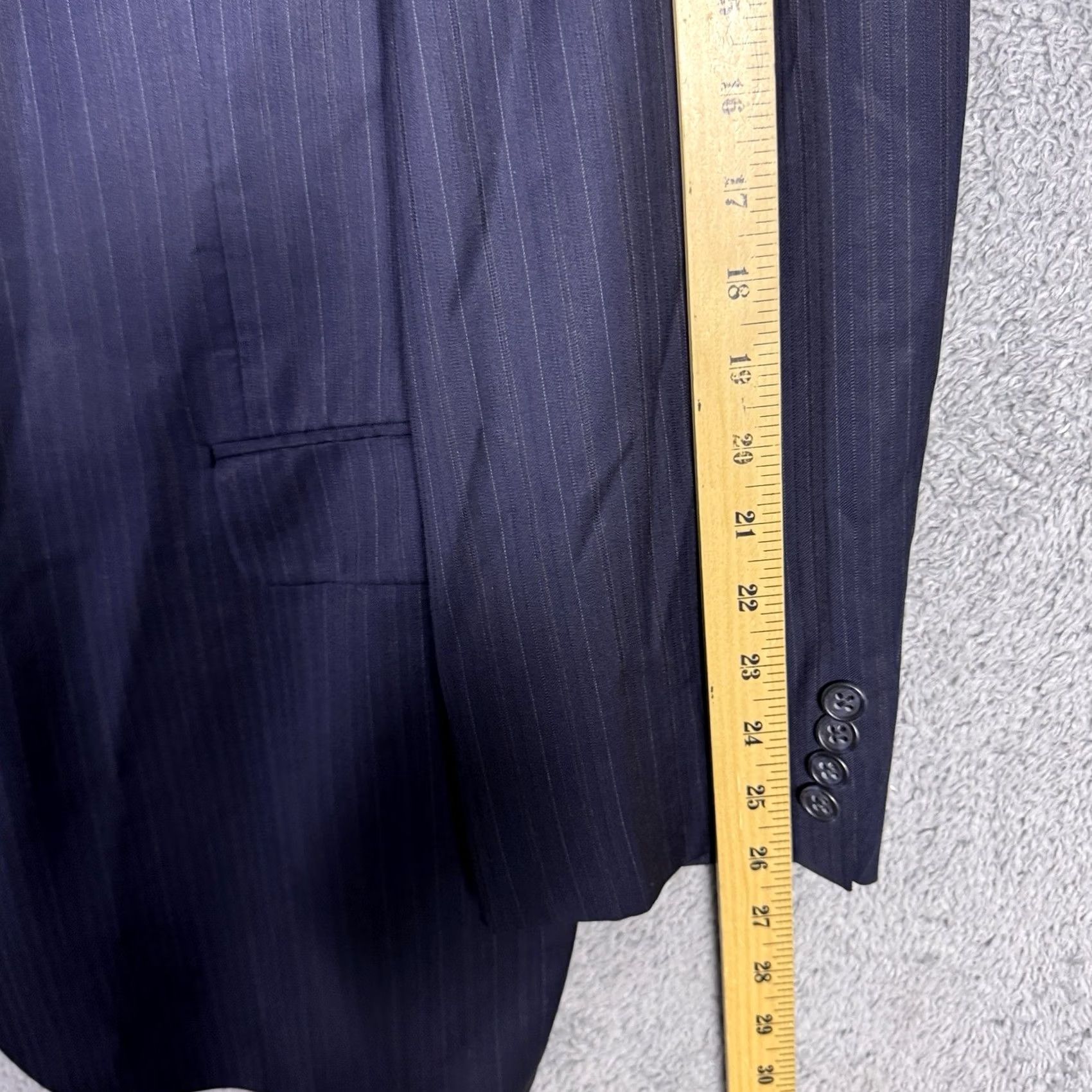 Jack Victor Jack Victor Blazer Mens 48L Wool Striped Single-Breasted 2-Button Notch Lapel Long Jacket City Classic USA Wedding 110s Size 48R - 6 Thumbnail