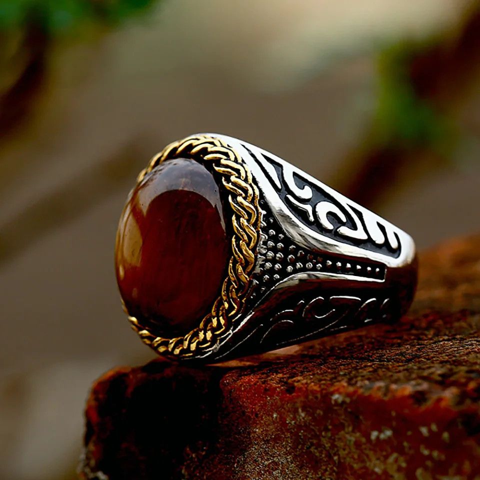 Jewelry Gothic Tiger Eye Ring Size ONE SIZE - 1 Thumbnail