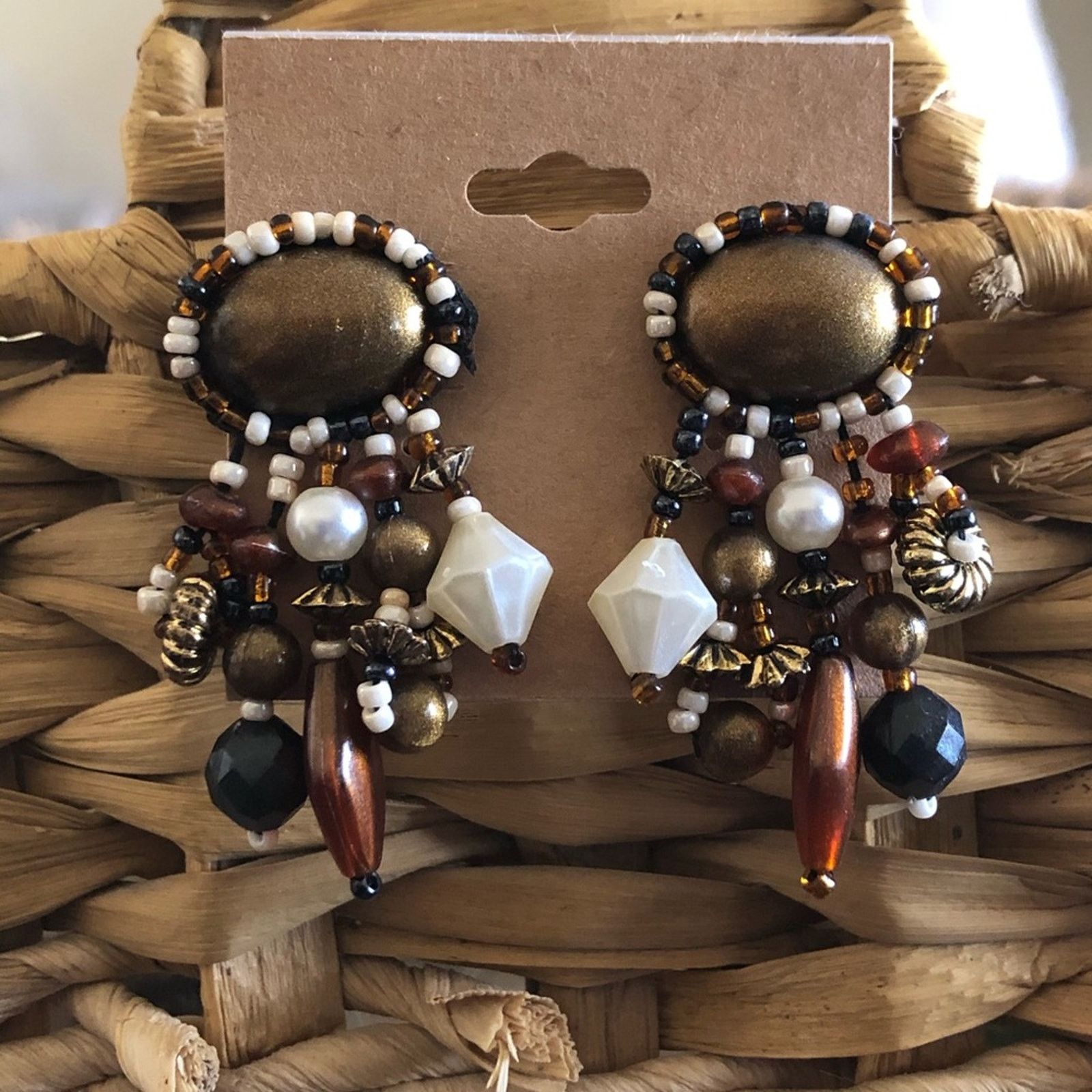 Vintage Vintage 80s hand crafted beaded pierced earrings Size ONE SIZE - 1 Thumbnail